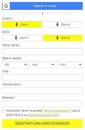 Registrazione su Snapdate.it